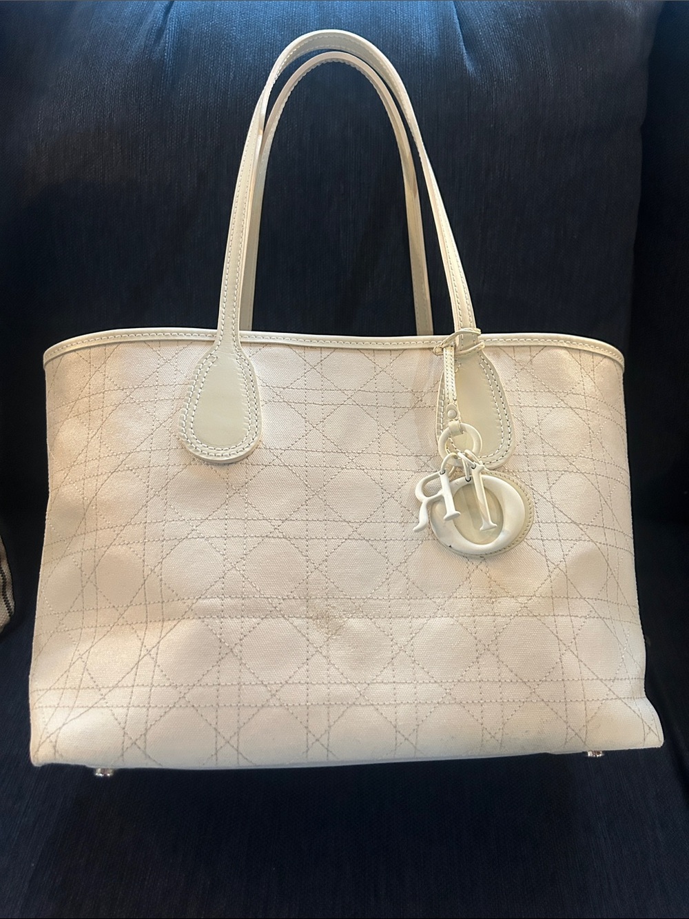 Dior Cannage Coated Canvas Panarea Shopper Tote(w/unbranded replacement handles)